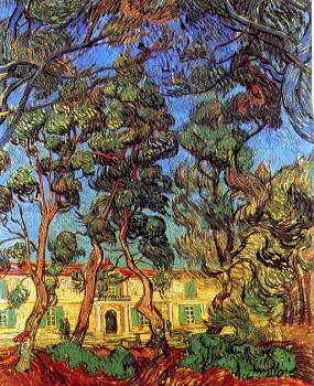 Vincent Van Gogh : Trees in Front of the Entrance of the Asylum